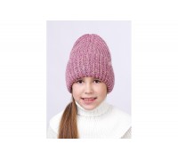 Подростковая шапка с отворотом, т. розовый