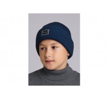 Детская шапка  т. бирюзовый/т. синий