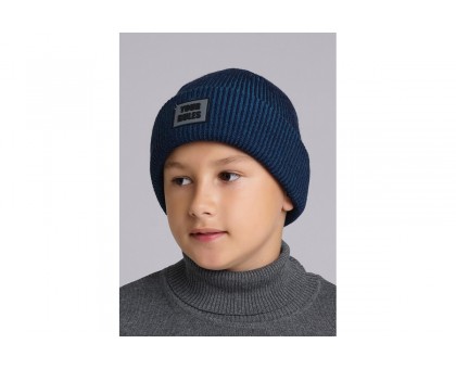 Детская шапка  т. бирюзовый/т. синий