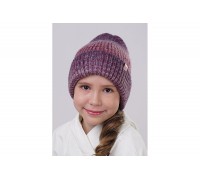 Подростковая шапка с отворотом флис, фиолетовый/розовый