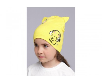 Детская двойная шапка с ушками, желтый