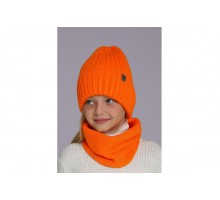 Двойная детская шапка, флис (оранжевый)