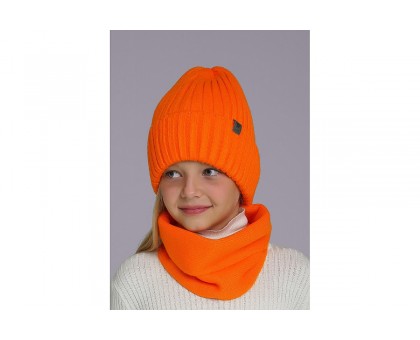Двойная детская шапка, флис (оранжевый)