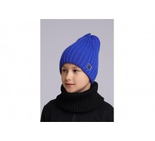 Детская двойная шапка со светоотражающей нашивкой, синий